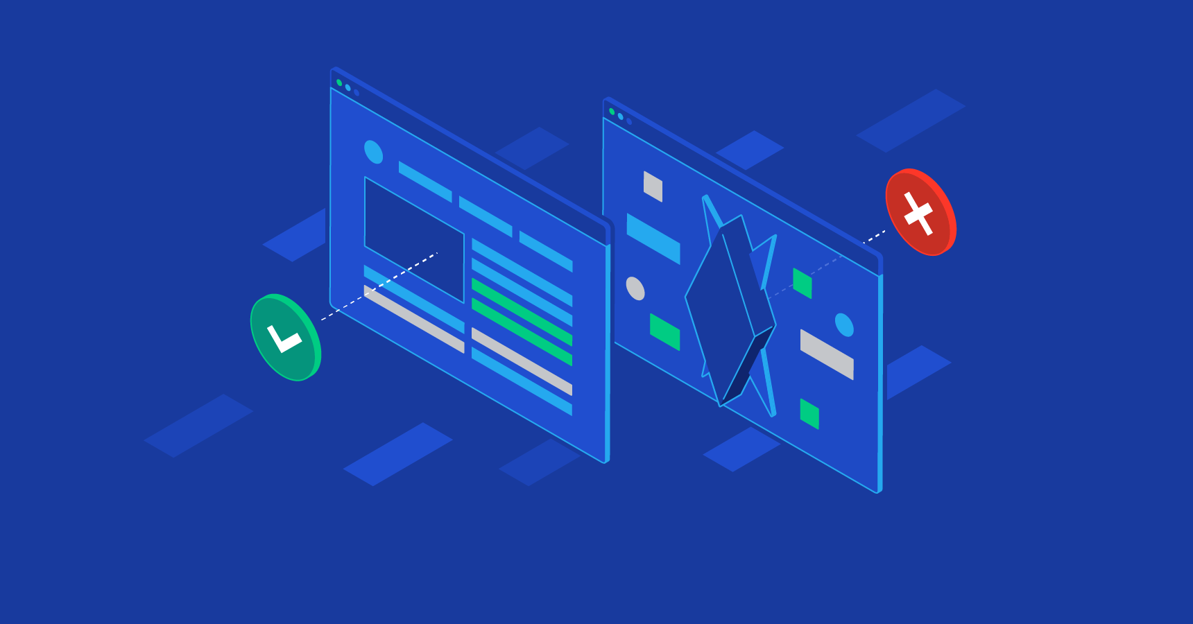 Image showing 2 windows with a check and and an error