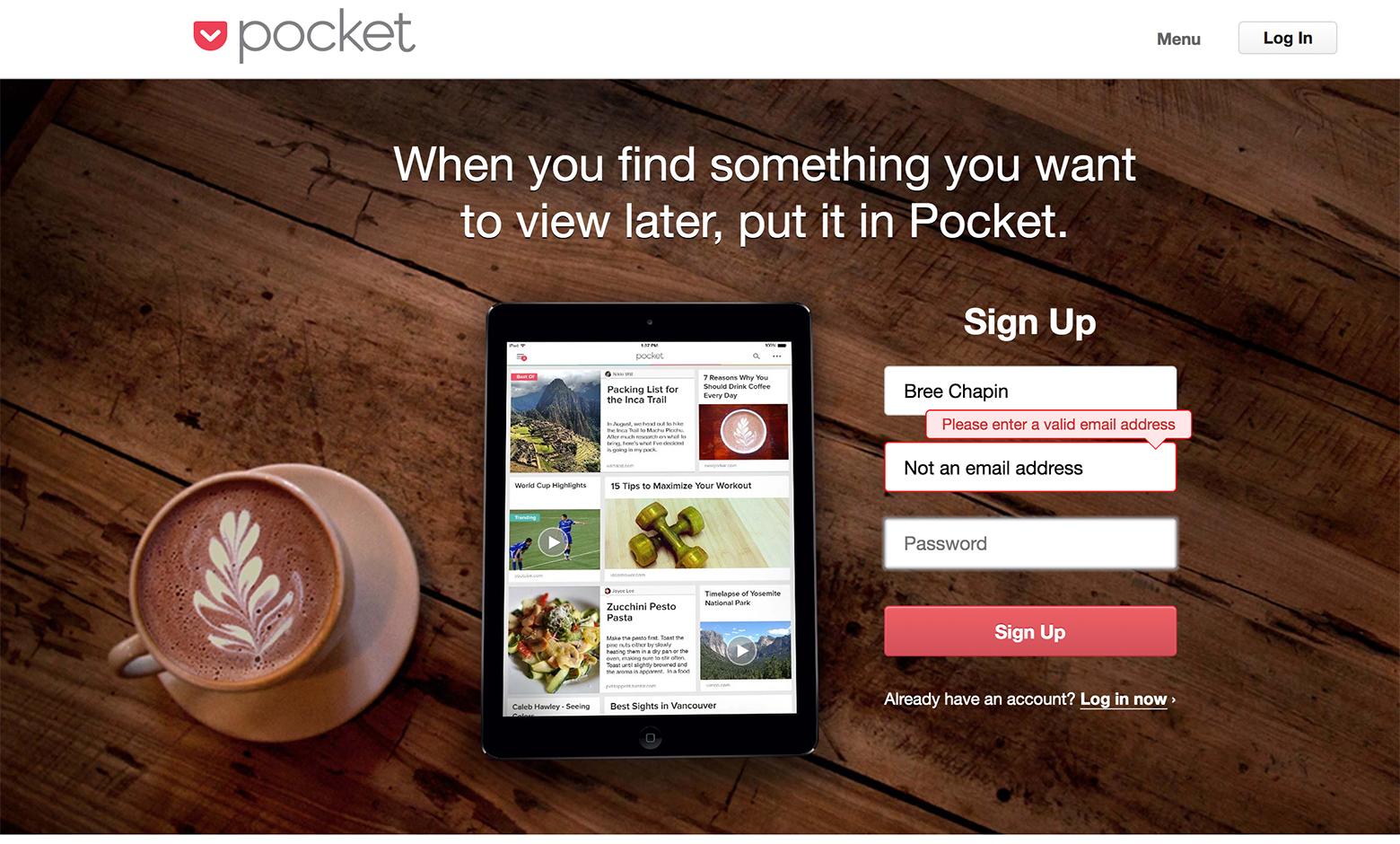 Pocket has some of the best landing page conversion rates